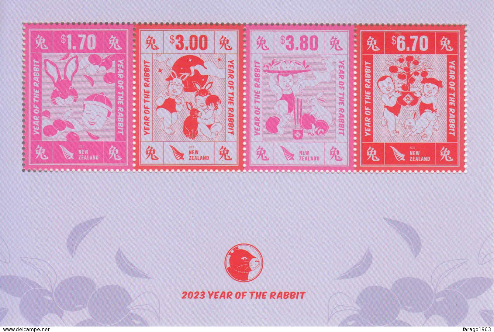 2023 New Zealand Year Of The Rabbit Souvenir Sheet MNH @ BELOW FACE VALUE - Unused Stamps