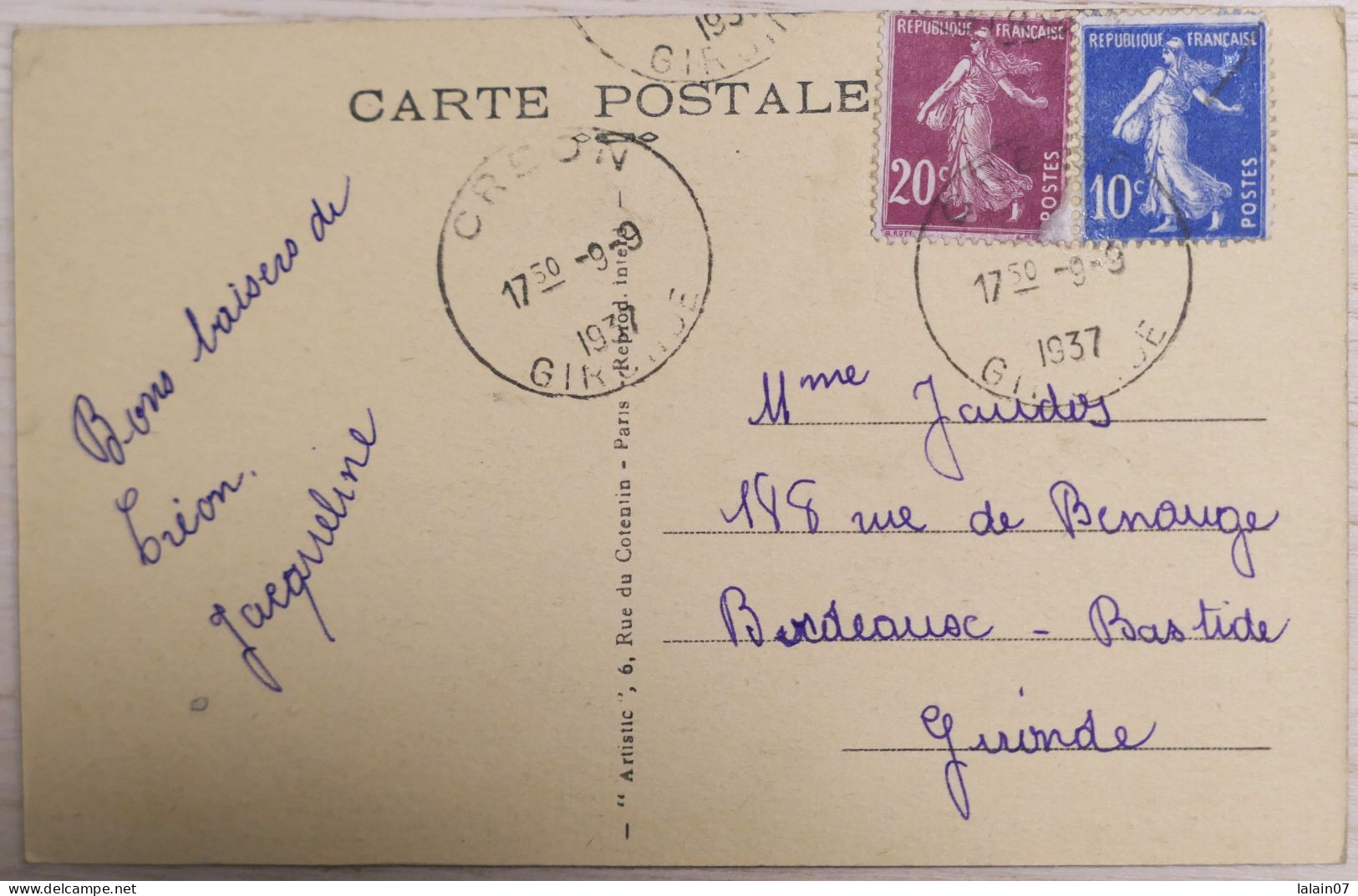 C. P. A. : 33 : LA MARCHE,  FRONSAC : Château Pontus  Timbre En 1922 - Other & Unclassified