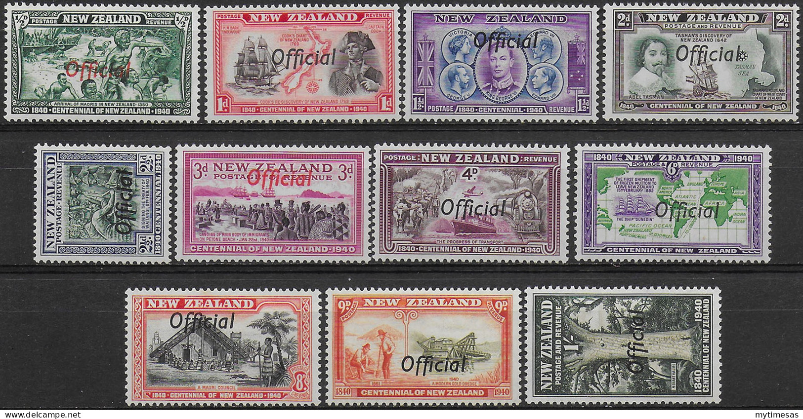 1940 New Zealand Official 11v. MNH SG N. O141/O151 - Other & Unclassified