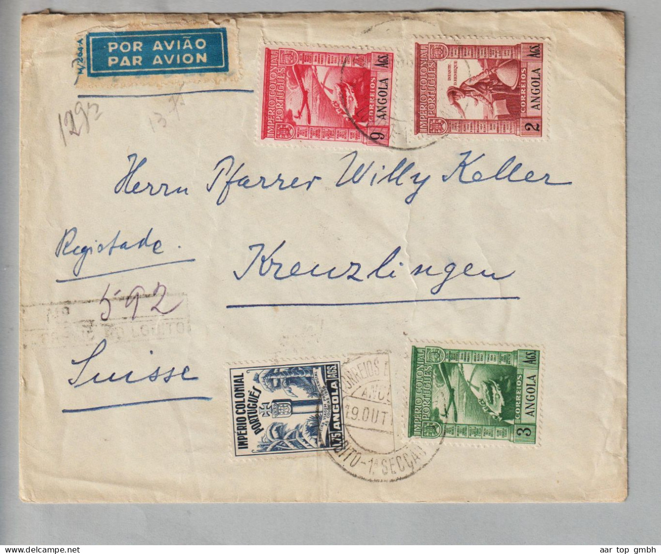 Afrika Angola 1938-08-19 R-Luftpostbrief Nach Kreuzlingen - Angola