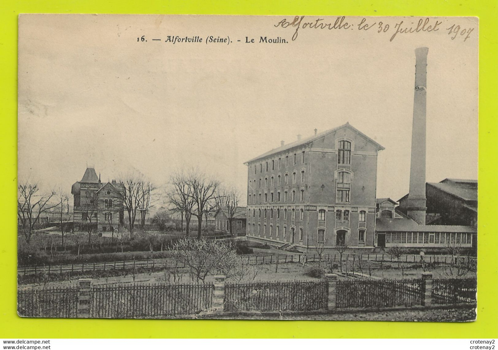 94 ALFORTVILLE N°16 Le Moulin En 1907 Grande Cheminée VOIR DOS - Alfortville