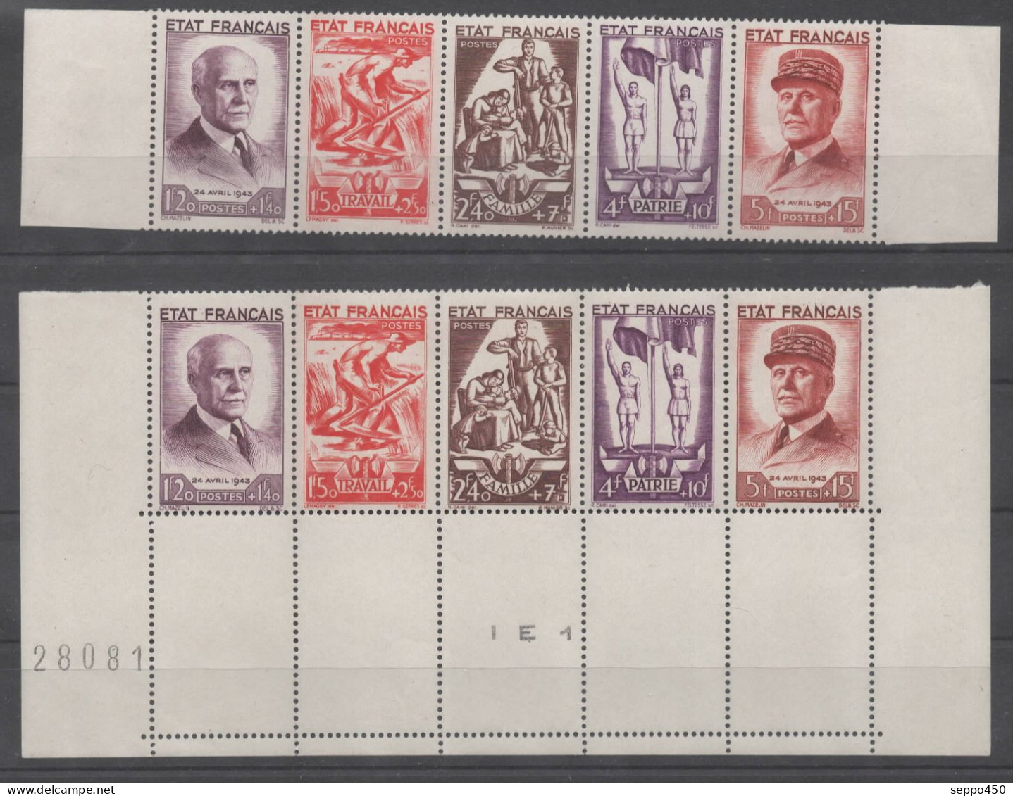 YT 576-580, 4 BANDES AU  PROFIL  DU SECOURS NATIONAL , NEUFS** STAMPS BRIEFMARKEN - Nuovi