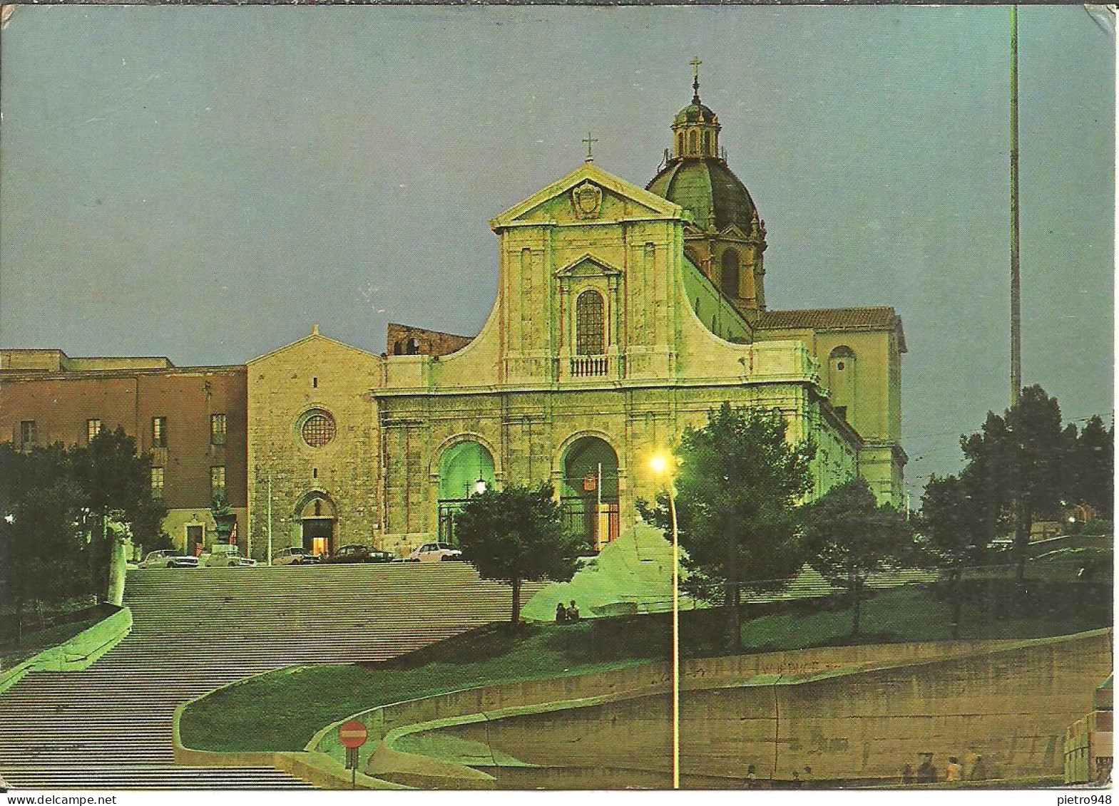 Cagliari (Sardegna) Basilica Di N. S. Di Bonaria, Notturno, Basilika, By Night, La Nuit - Cagliari