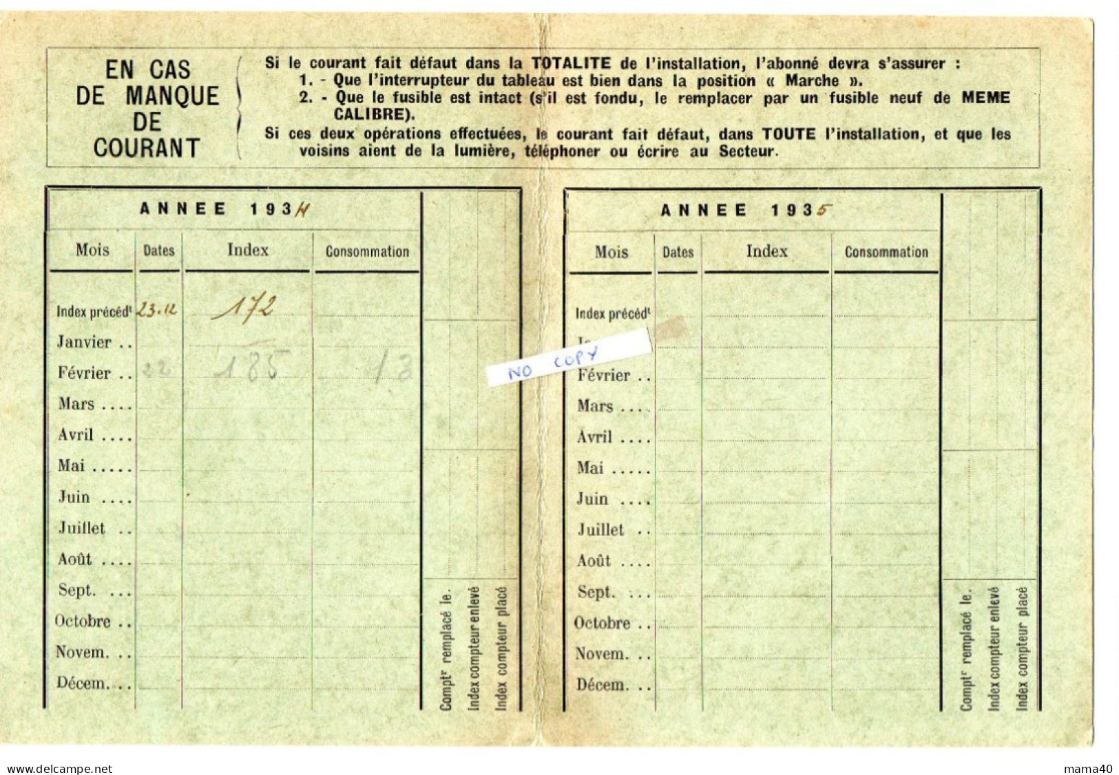 33 - SAINT ANDRE DE CUBZAC - DOCUMENT DU SECTEUR ELECTRIQUE DU NORD DE LA GIRONDE + AVIS PRIME POUR ECLAIRAGE - Historische Documenten