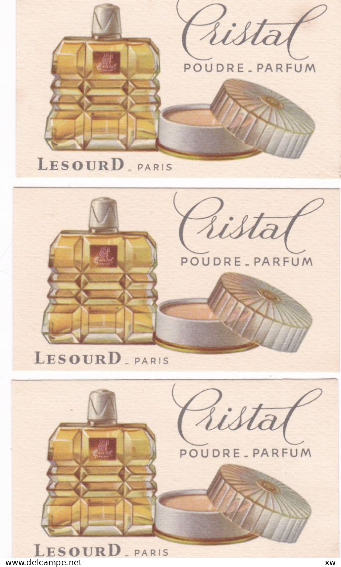 PARFUM & BEAUTE - 3 CARTE PARFUMÉE - LESOURD Paris - PARFUM CRISTAL Poudre- Parfum - 15-05-24 - Vintage (until 1960)