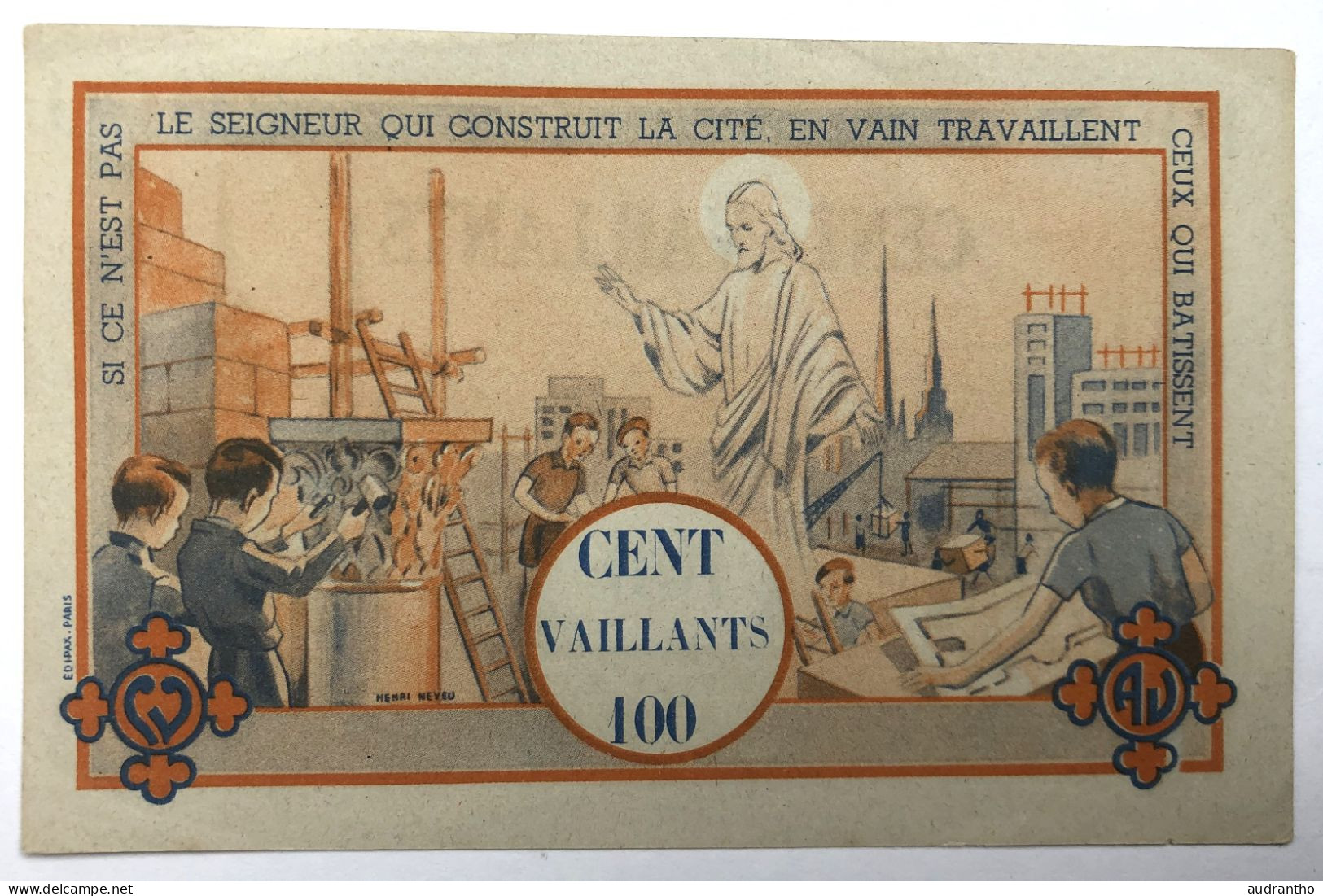 Billet Ancien - Bon De Cent Vaillants 100 - Cathédrales De France - HENRI NEVEU - Religion Taille 12,5 X 8 - Sonstige & Ohne Zuordnung