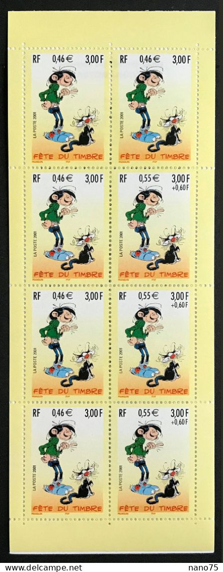 2001 - Y&T N° BC3370a - 8 Timbres : 3,93 Euros - Bande Carnet : Fête Du Timbre 2001, Gaston Lagaffe - Neuf ** - Journée Du Timbre