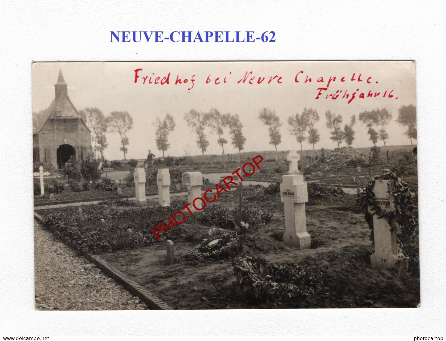 NEUVE-CHAPELLE-62-Cimetiere 247-Tombes-CARTE PHOTO Allemande-GUERRE 14-18-1 WK-MILITARIA- - Cimiteri Militari