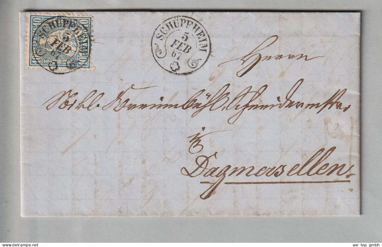 CH Heimat LU Schüpfheim 1867-02-05 Zierstempel Auf Brief Nach Dagmersellen - Briefe U. Dokumente