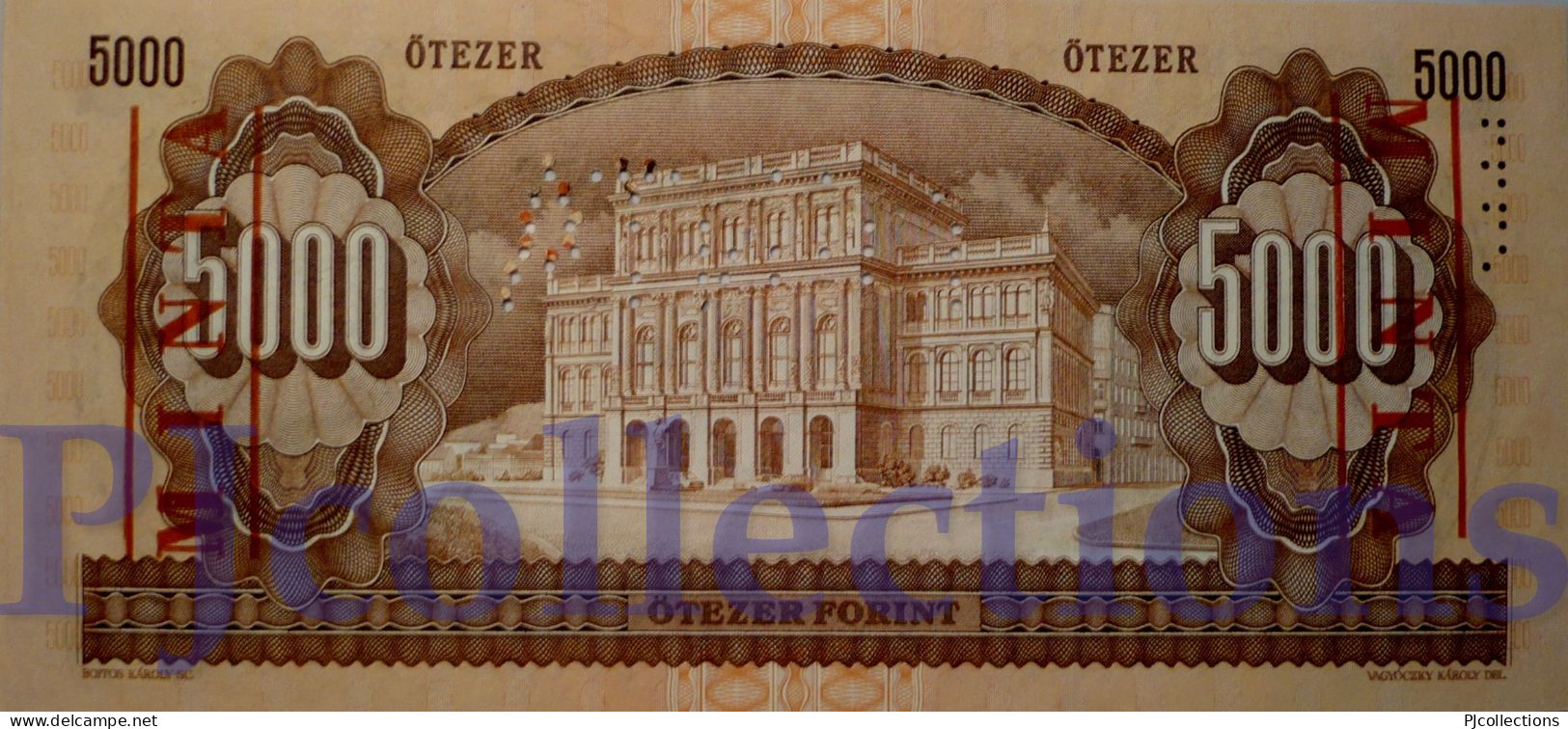 HUNGARY 5000 FORINT 1992 PICK 177s MINTA - SPECIMEN UNC RARE - Hungary