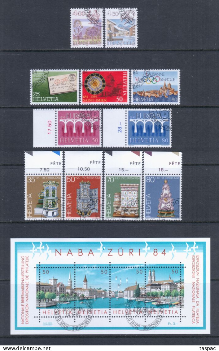Switzerland 1984 Complete Year Set - Used (CTO) - 19 Stamps + 1 S/s (please See Description) - Used Stamps