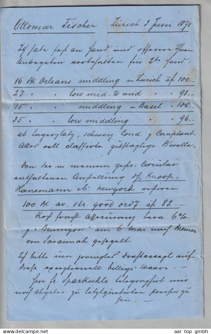 CH Sitzende Helvetia 1871-06-06 Zürich Drucksache Nach Zell Wiesenthal Mit 5Rp. Braun - Brieven En Documenten