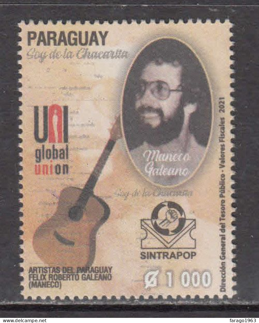 2021 Paraguay Galeano Music Guitars UNI Complete Set Of 1 MNH - Paraguay