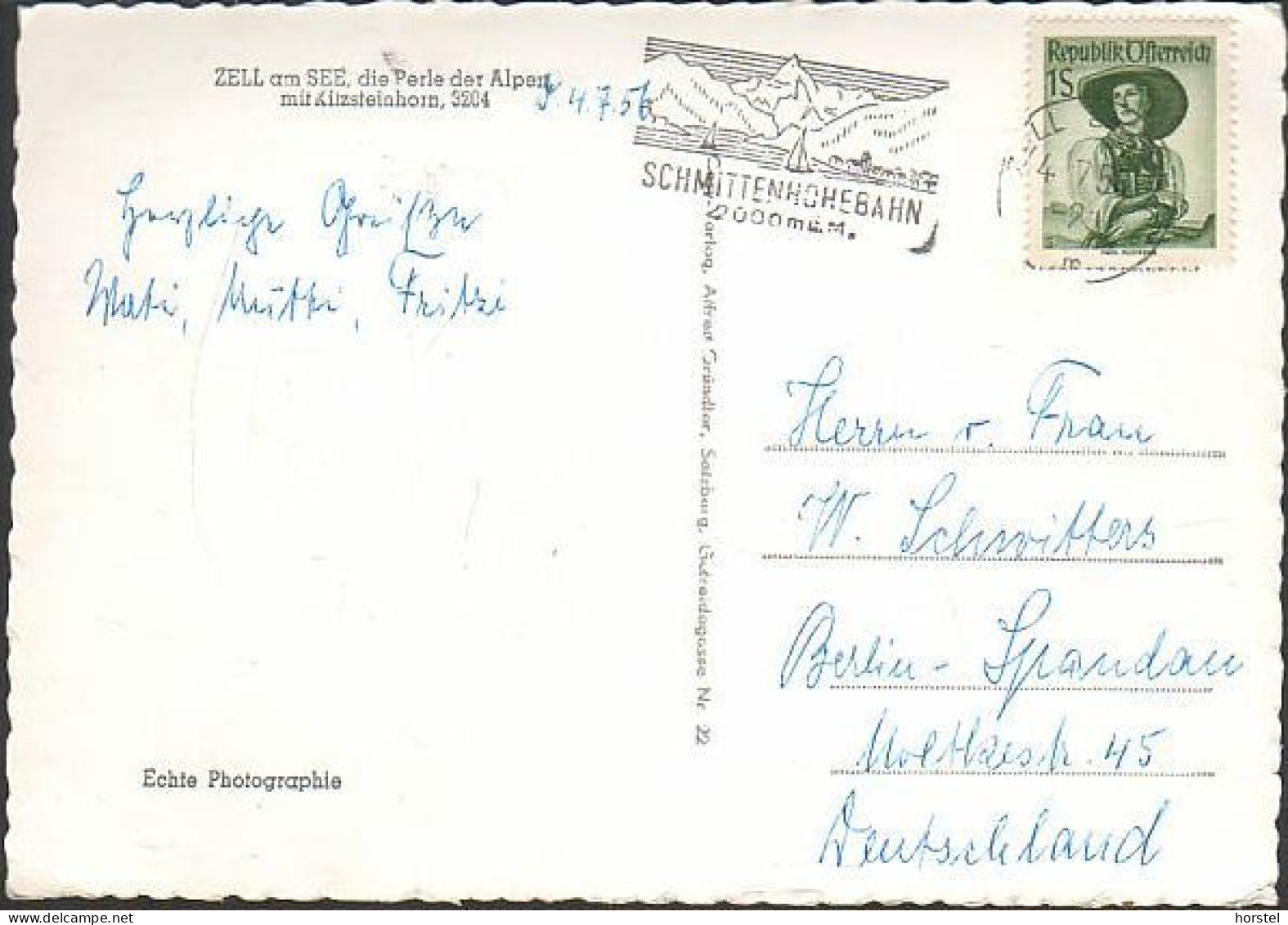 Austria - 5700 Zell Am See - Alte Ortsansicht Mit Kitzsteinhorn - Nice Stamp (1956) - Zell Am See