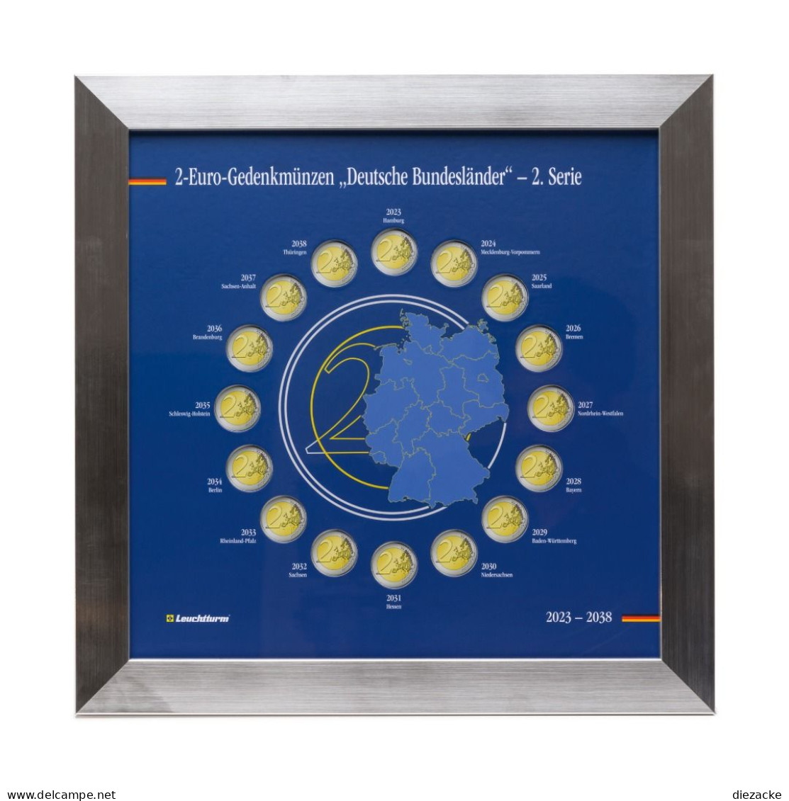Leuchtturm Präsentationsrahmen Für 2 Euro Dt. Bundesländer, Teil 2 369200 Neu - Material