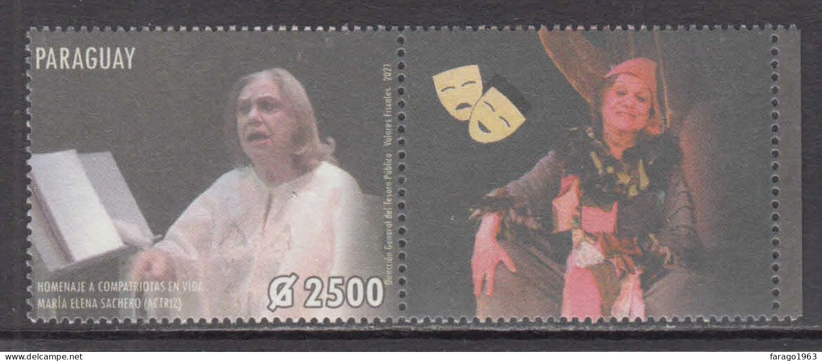 2021 Paraguay Sachero Drama Theatre Complete Set Of 1 + Tab MNH - Paraguay