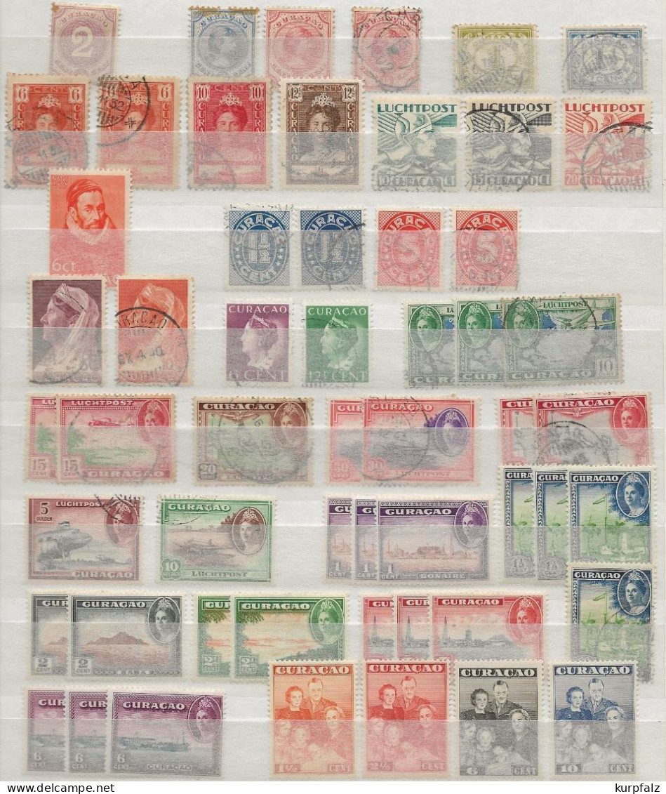 Curacao - Konvolut Alter Briefmarken, Dabei 5 + 10 NGL Luftpost, Kriegsgefangene - Curaçao, Nederlandse Antillen, Aruba