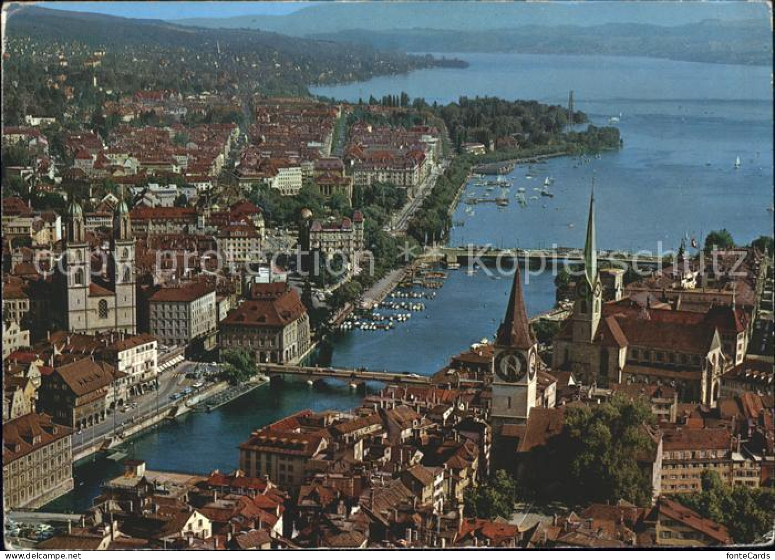 11863726 Zuerich ZH Fliegeraufnahme Kirche Bruecken Zuerich - Autres & Non Classés