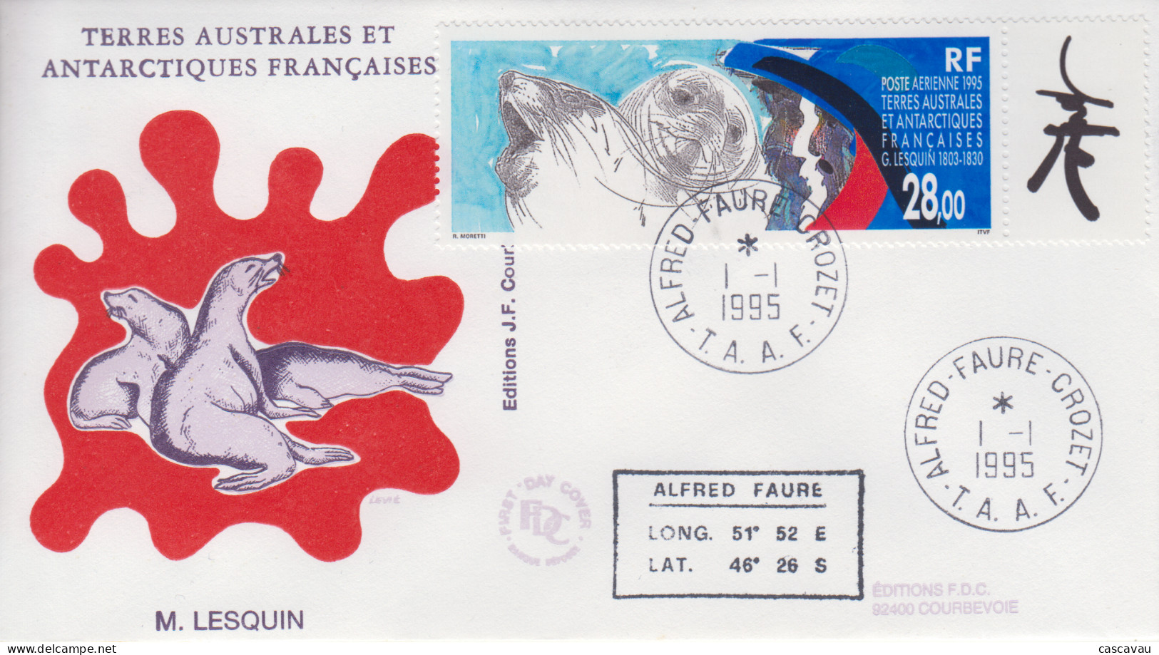 Enveloppe  FDC  1er  Jour    T.A.A.F    Hommage  à   G.  LESQUIN    1995 - FDC