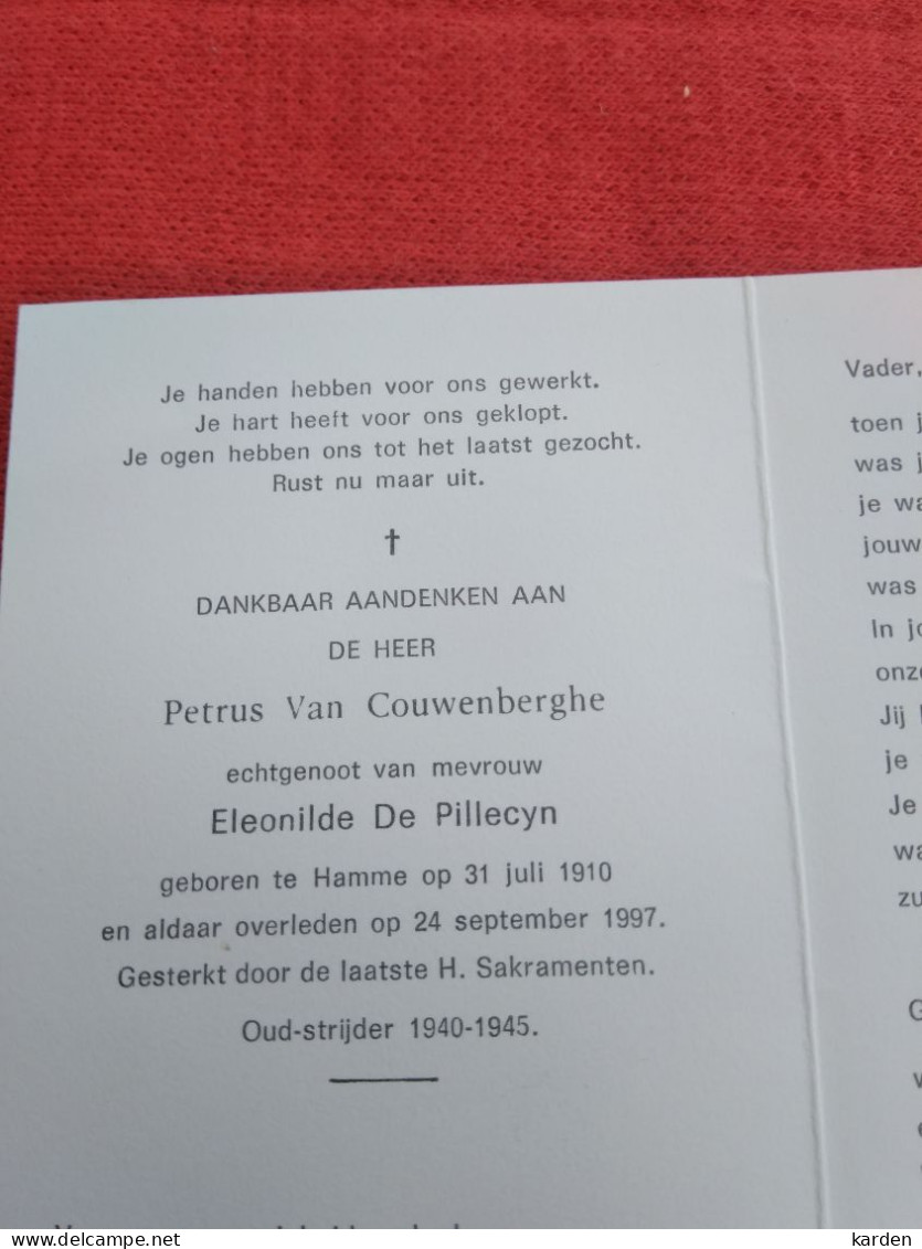 Doodsprentje Petrus Van Cauwenberghe / Hamme 31/7/1910 - 24/9/1997 ( Eleonilde De Pillecyn ) - Godsdienst & Esoterisme