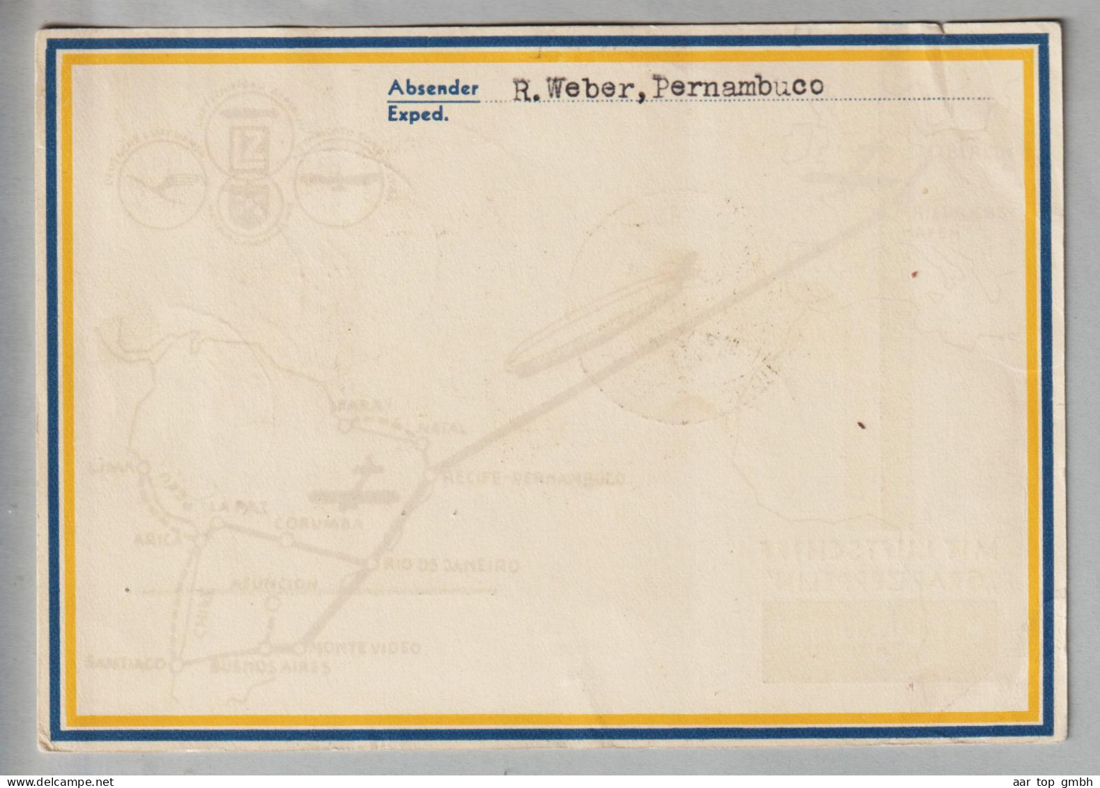Brasilien 1935-04-12 Tarde-Pernam Condor-Zeppelin Karte "Graf Zeppelin" Nach Olten - Brieven En Documenten