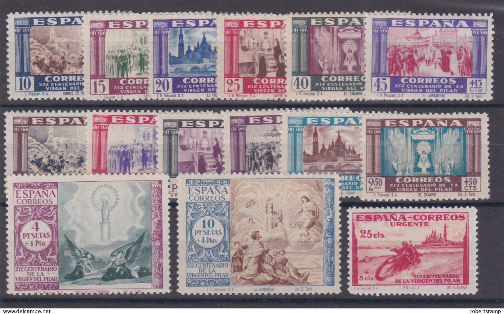 ESPAÑA 1940 - The 1900th Anniversary Of The Appearance Of The Virgin Of Pillar Edifil 889/903* -MLH- - Ungebraucht