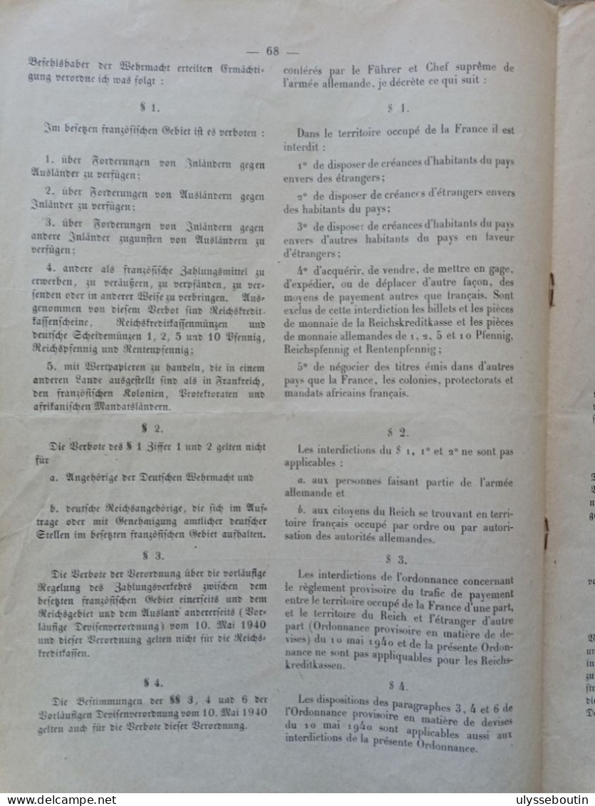 39/45 verordnungsblatt des militärsbefehlshaber in Frankreich. Journal Officiel du 27 août 1940