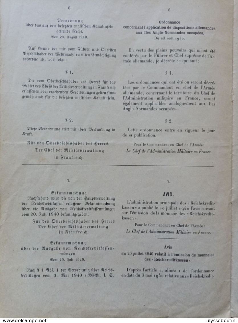 39/45 verordnungsblatt des militärsbefehlshaber in Frankreich. Journal Officiel du 27 août 1940