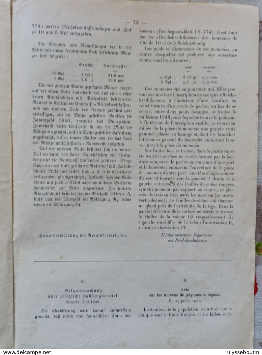 39/45 verordnungsblatt des militärsbefehlshaber in Frankreich. Journal Officiel du 27 août 1940