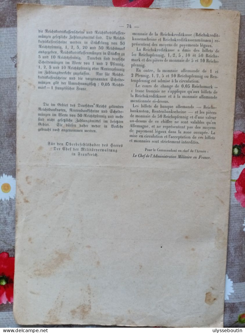 39/45 verordnungsblatt des militärsbefehlshaber in Frankreich. Journal Officiel du 27 août 1940