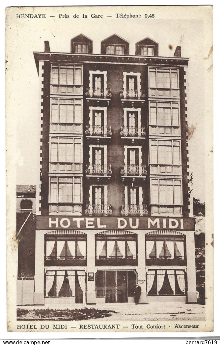 64 Hendaye -  Hotel Du Midi - Restaurant - Pres De La Gare - Hendaye