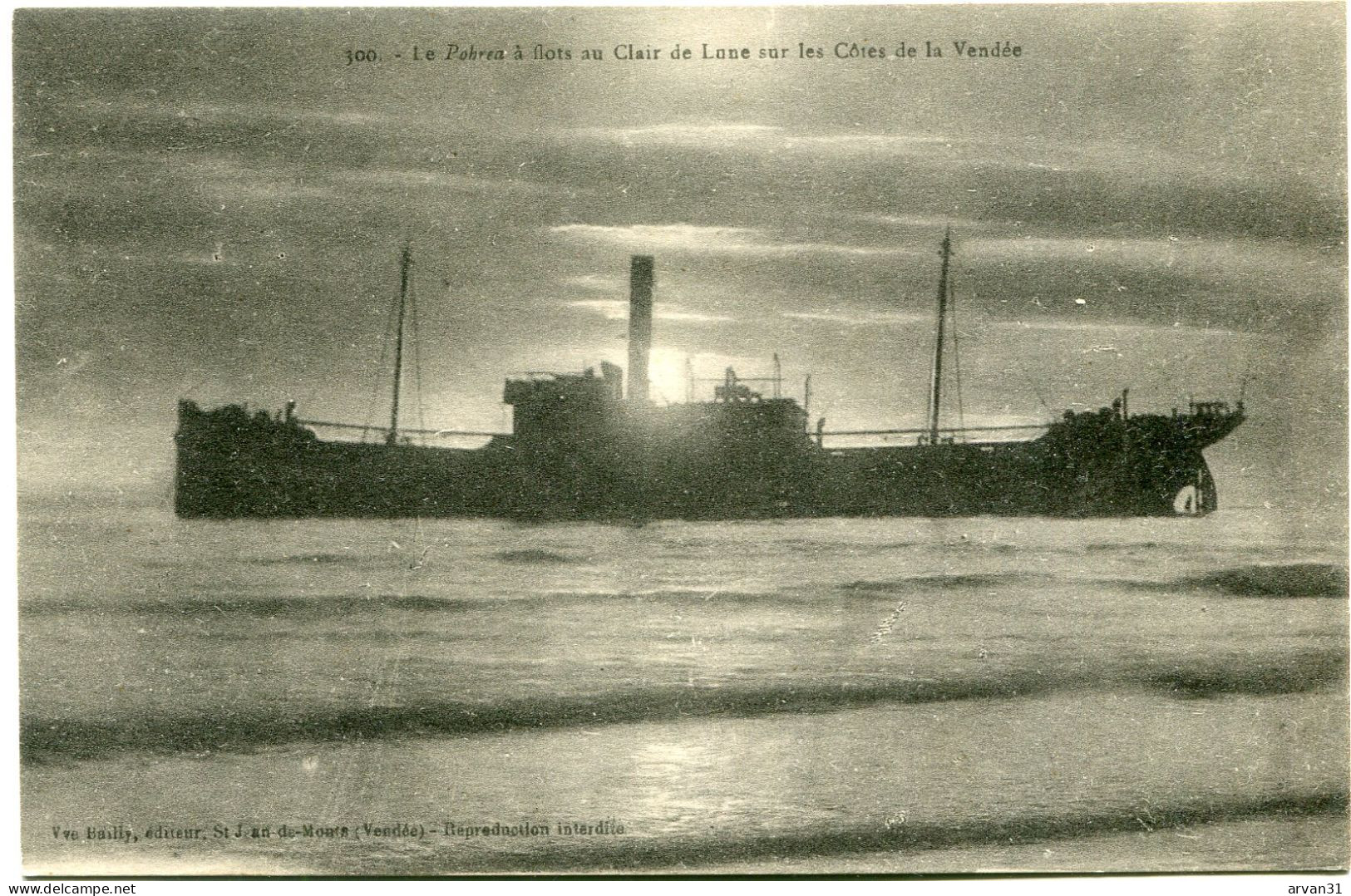 LE '' POBREA ''  à FLOTS Au CLAIR De LUNE Sur Les CÔTES De La VENDEE - - Paquebots