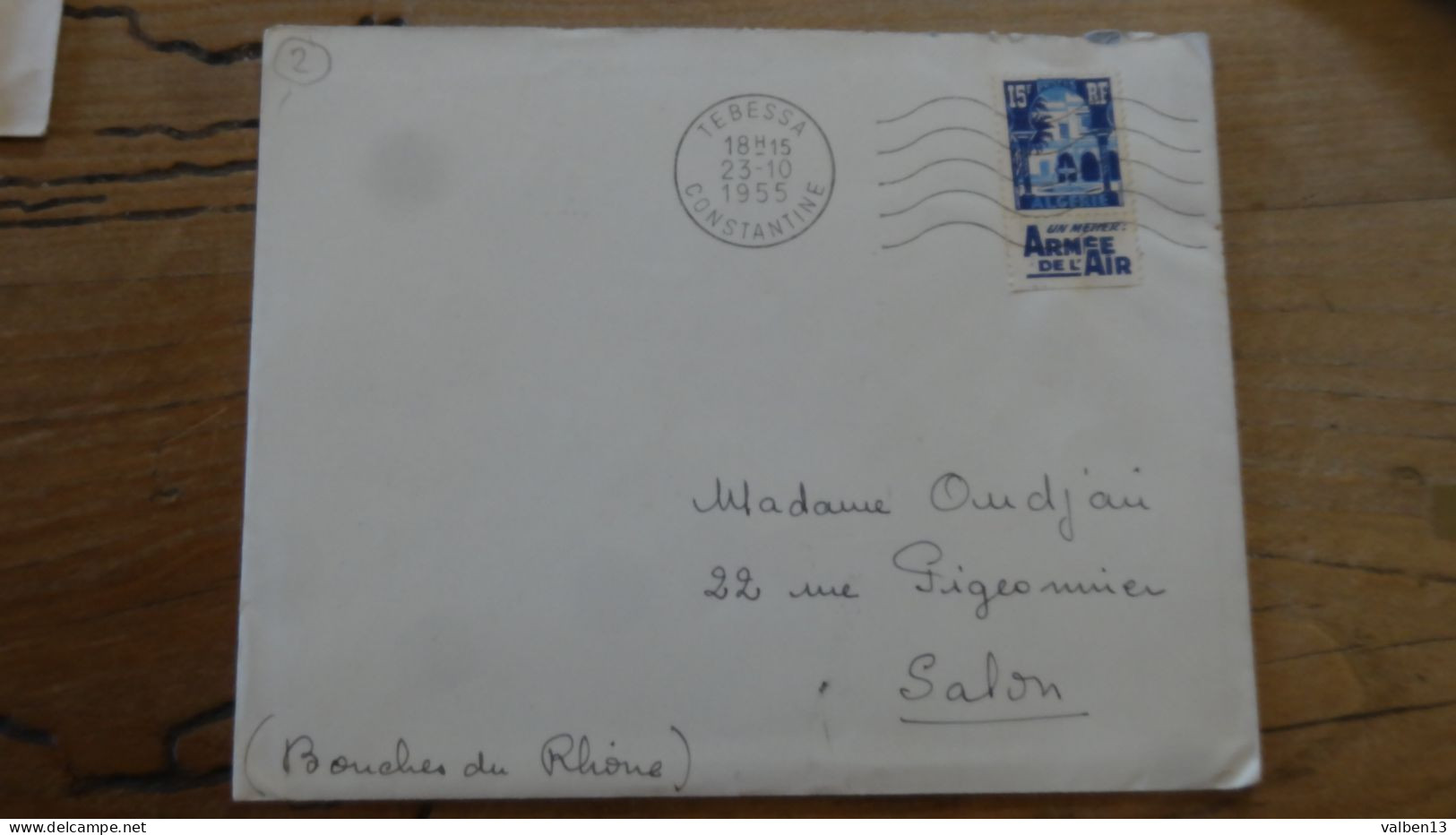 Enveloppe Avec Courrier, Tebessa - 1955, Timbre Bande Pub Armée De L'air ............ ALG-2h - Brieven En Documenten
