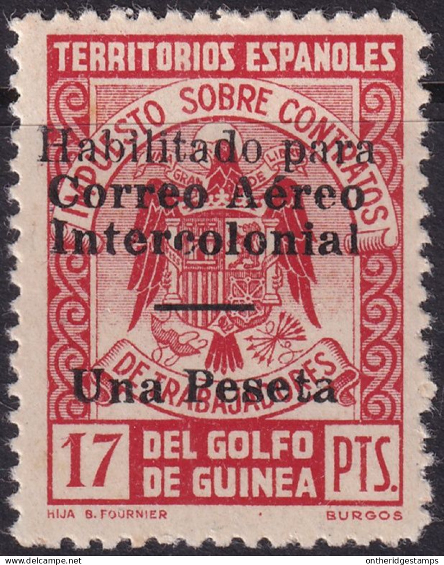 Spanish Guinea 1941 Sc C1 Ed 259Lhza Air Post MNH** Streaky Gum Shorter Overprint Bar - Guinea Espagnole