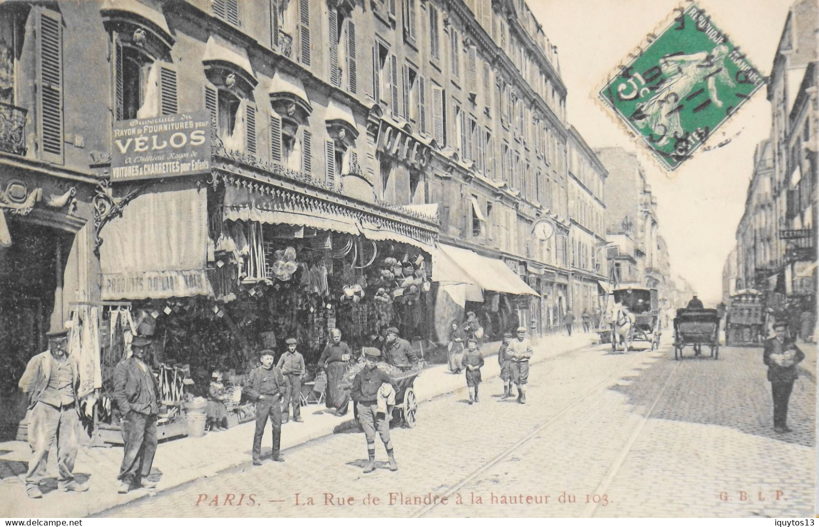 CPA. [75] > PARIS > RUE DE FLANDRE A LA HAUTEUR DU N° 103 - BELLE ANIMATION  - (XIXe Arrt.) - 1911 - TBE - Paris (19)