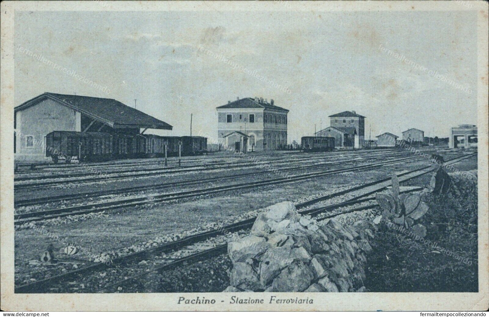 Cs2 Cartolina Pachino Stazione Ferroviaria Super! Provincia Di Siracusa Sicilia - Siracusa