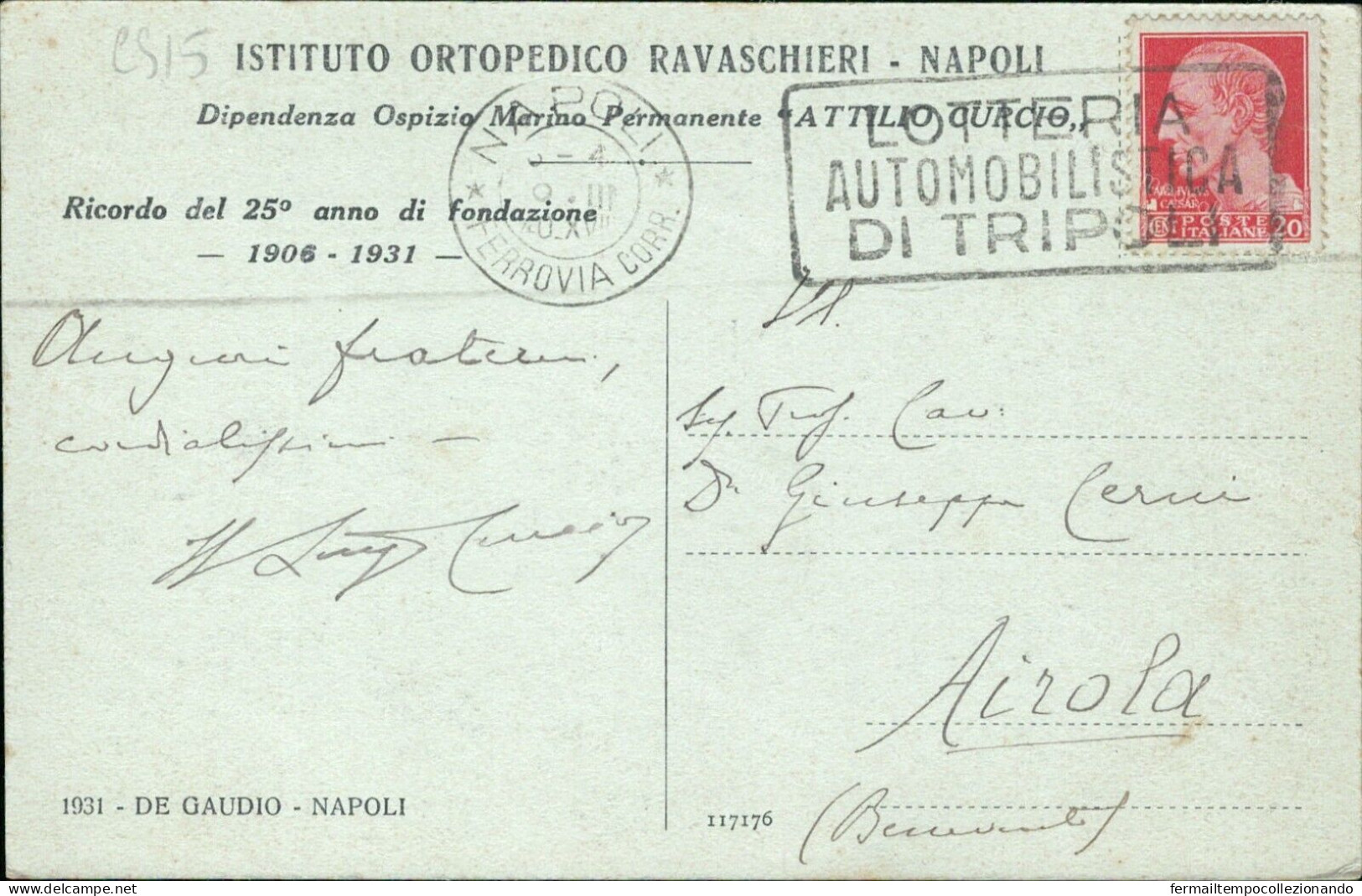 Cs15 Cartolina Napoli Citta' Istituto Ortopedico Ravaschieri Campania - Napoli (Neapel)