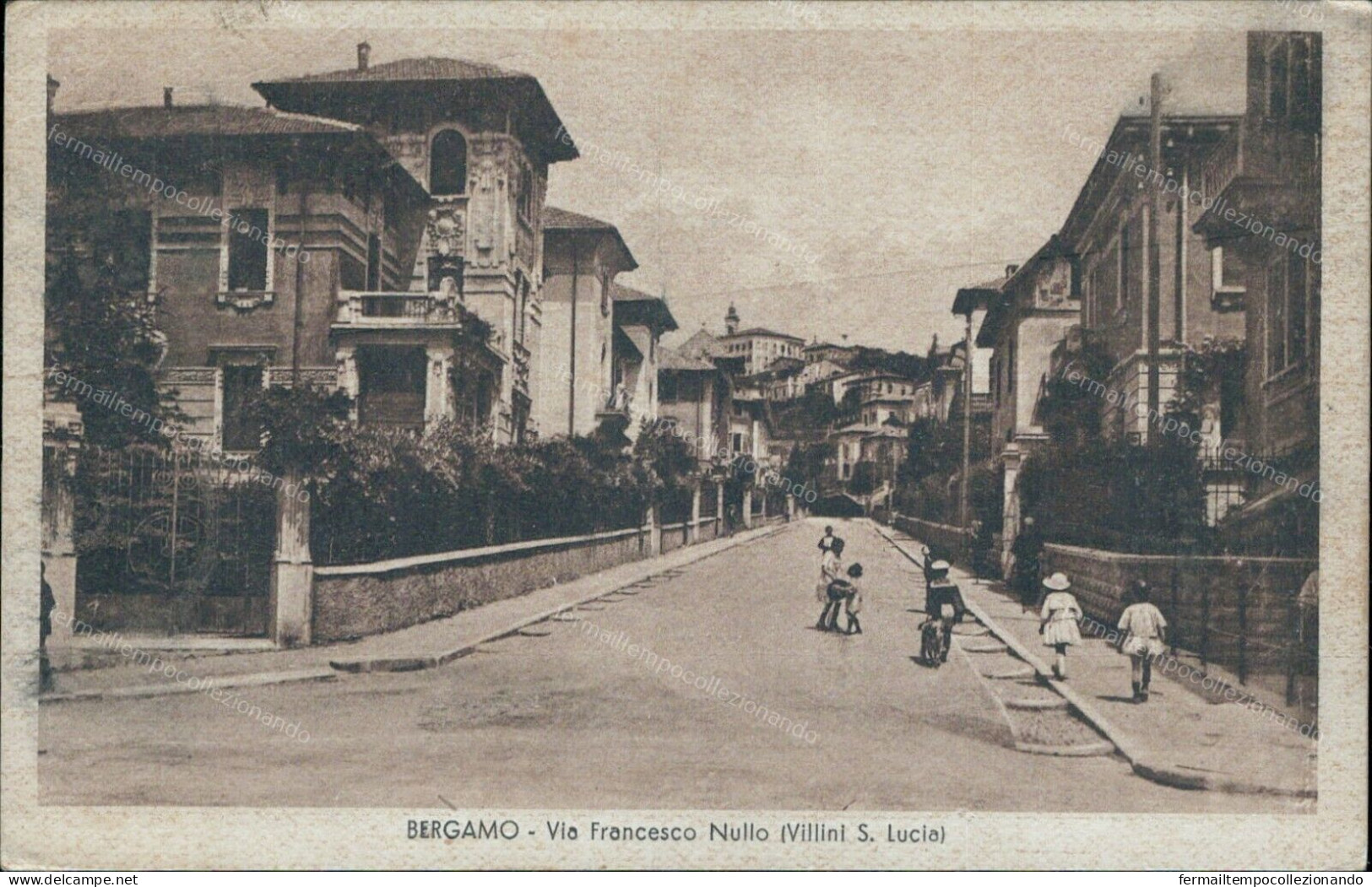 Cs6 Cartolina Bergamo Citta' Via Francesco Nullo Villini S.lucia 1936 Lombardia - Bergamo