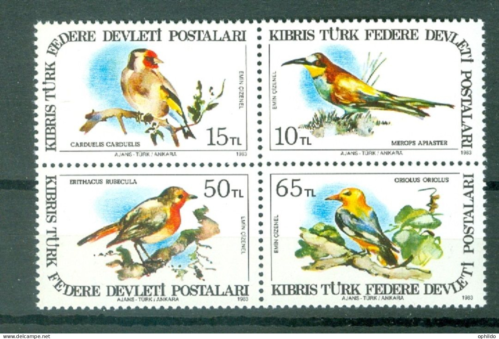 Chypre Turquie  YV 119/122  * * TB  Oiseau   - Neufs