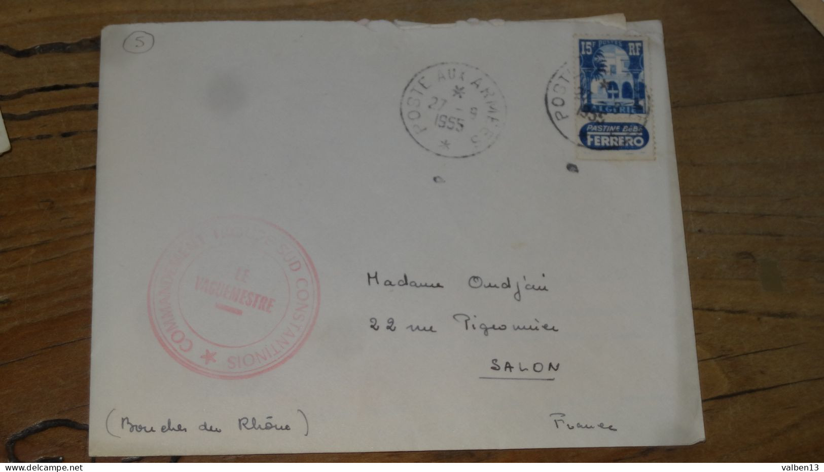 Enveloppe Avec Courrier, Tebessa - 1955, Timbre Bande Pub Riz Ferrero ............ ALG-4c - Storia Postale