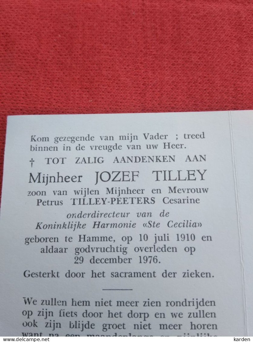 Doodsprentje Jozef Tilley / Hamme 10/7/1910 - 29/12/1976 ( Z.v. Petrus Tilley En Cesarine Peeters ) - Religión & Esoterismo