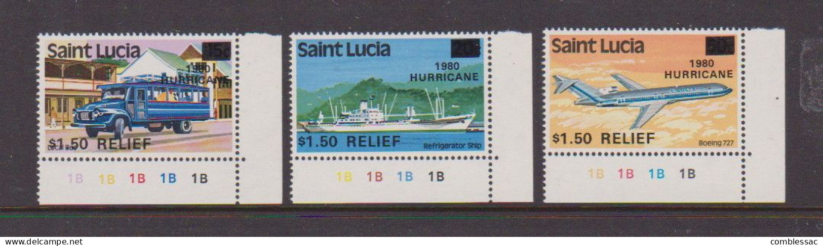 SAINT LUCIA    1980   Hurricane  Relief    Set  Of  3     MNH - St.Lucia (1979-...)