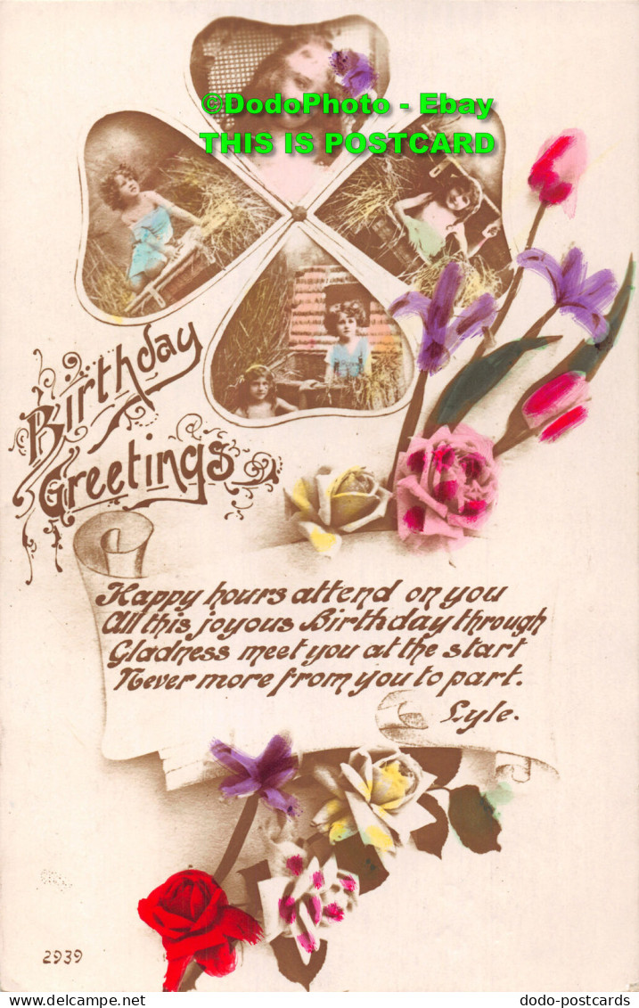 R421393 Birthday Greetings. Happy Hours Attend On You. 2939. Philco Series. Mult - Monde