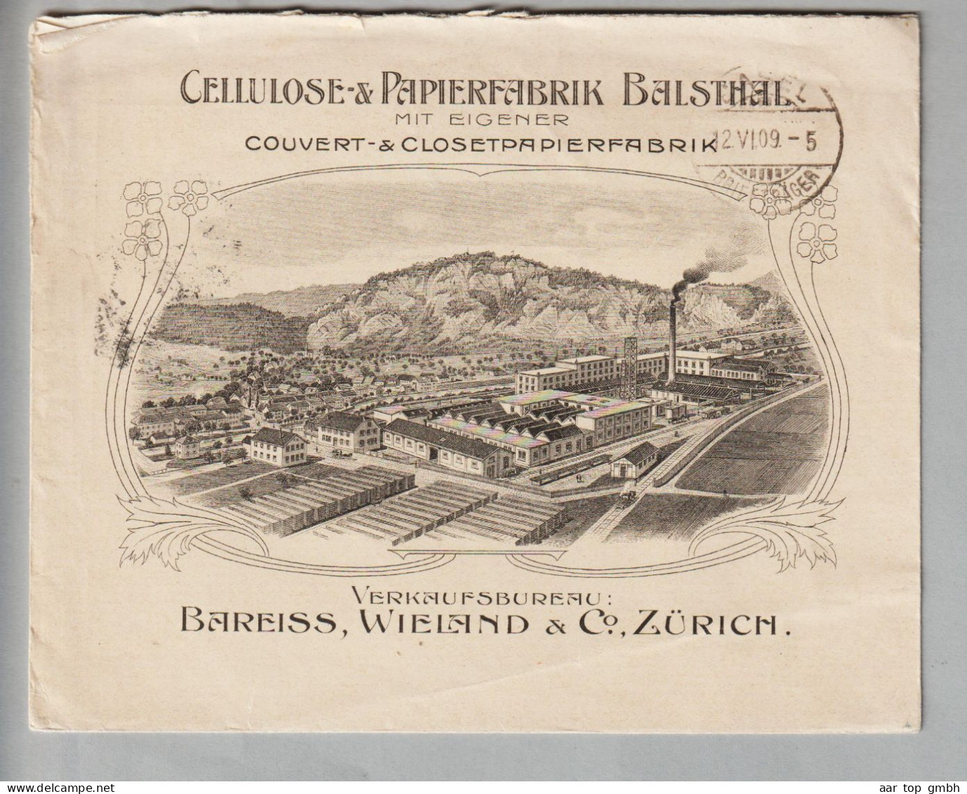 CH Privatganzsache 10Rp. Helvetiabrust Illustrierter Brief Litho Bareiss,Wieland&Co.Zürich 1909-06-12 - Stamped Stationery