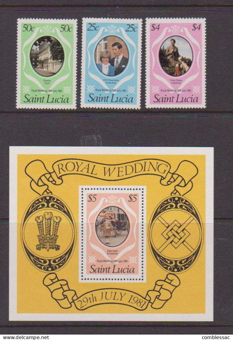 SAINT LUCIA    1981   Royal  Wedding    Set  Of  3  +  Sheetlet     MNH - St.Lucie (1979-...)