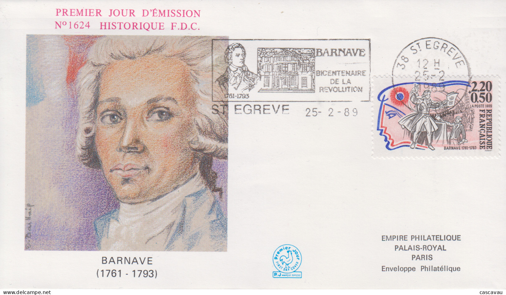 Enveloppe  FDC   Flamme   1er   Jour    FRANCE     BARNAVE    SAINT  EGREVE   1989 - 1980-1989