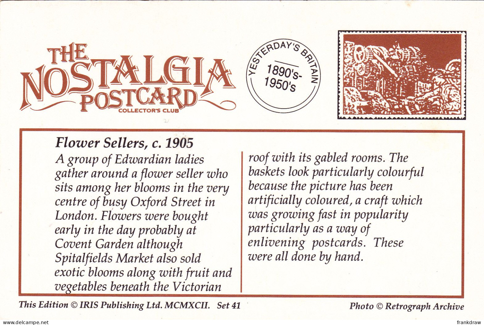 Nostalgia Postcard - Flower Sellers, Oxford Street, London, C1905 - VG - Ohne Zuordnung