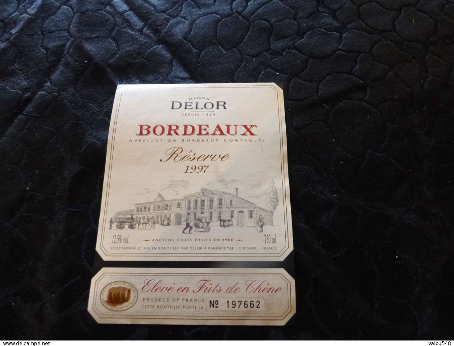 E-43 , Etiquette,  Maison Delor, Bordeaux, Réserve 1997, Parempuyre - Bordeaux