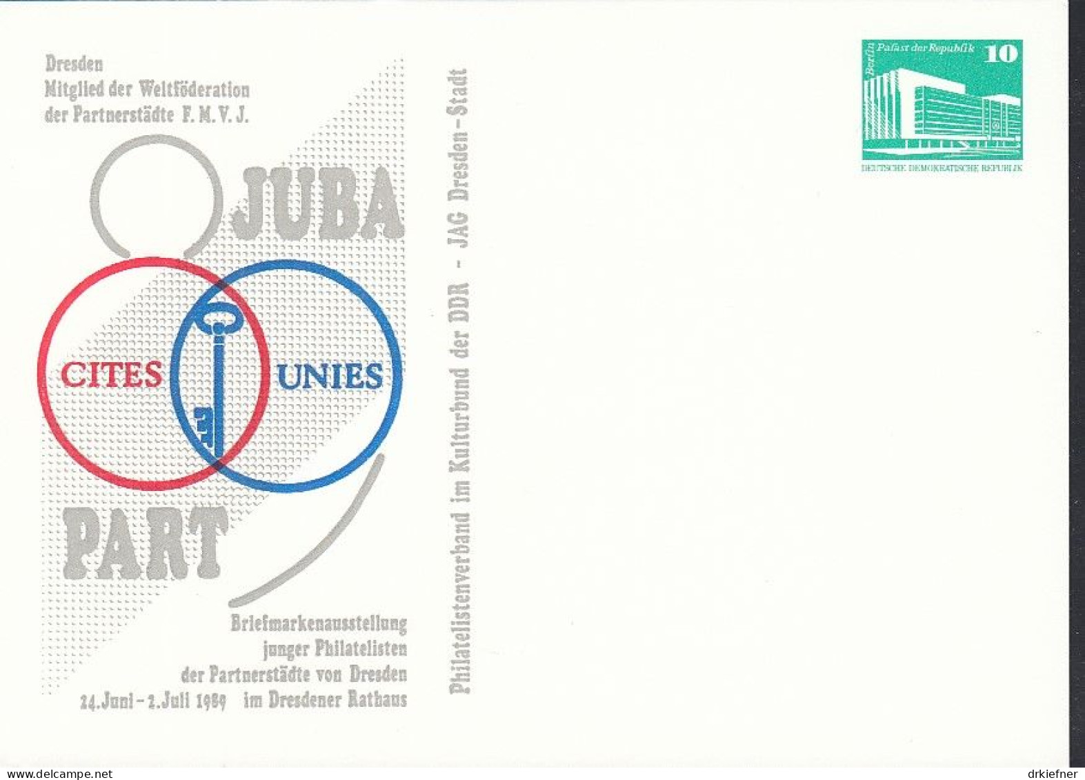 DDR PP 18, Ungebraucht, Briefmarkenausstellung Partnerstädte Von Dresden, Juba Part, 1989 - Postales Privados - Nuevos