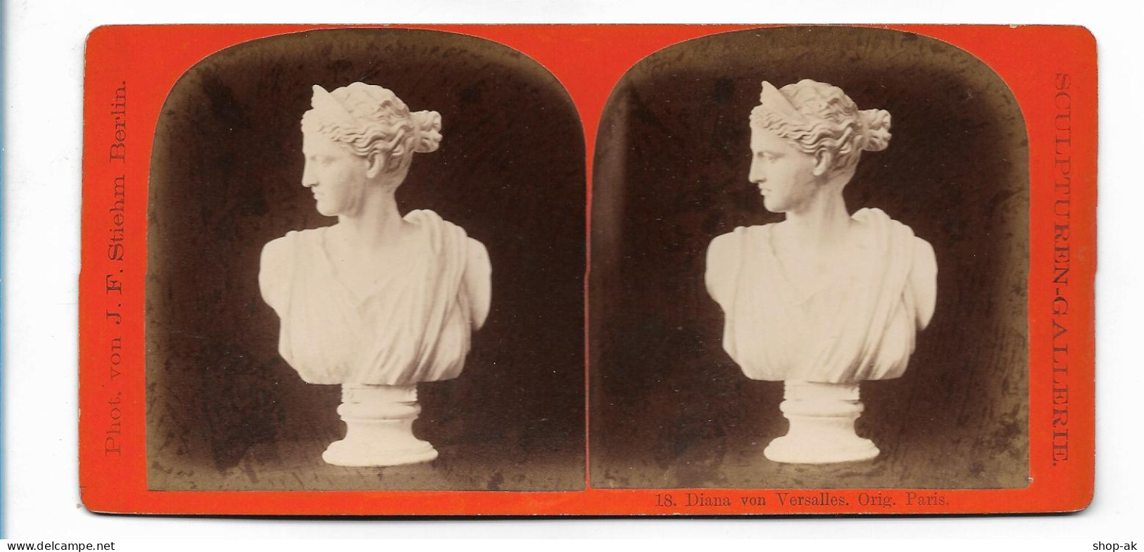 TT0249/ Stereofoto Skulpturen-Gallerie Diana Von Versailles  J.F.Stiehm, Ca.1885 - Sonstige & Ohne Zuordnung